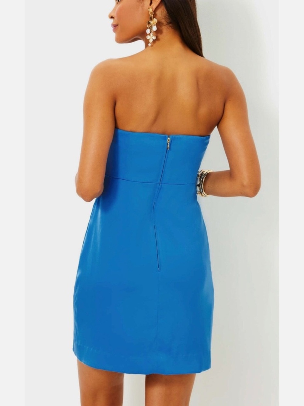 NWT Lilly Pulitzer Carlynn Strapless Satin Bow Dress Morelle Blue - Picture 4 of 6